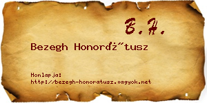 Bezegh Honorátusz névjegykártya